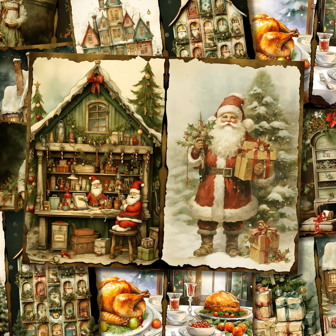 Christmas Junk Journal Kit Printable Vintage Winter Pages Card ...
