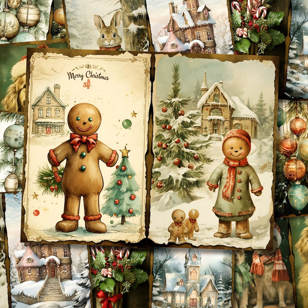 Christmas Junk Journal Kit Printable Vintage Winter Pages Card ...