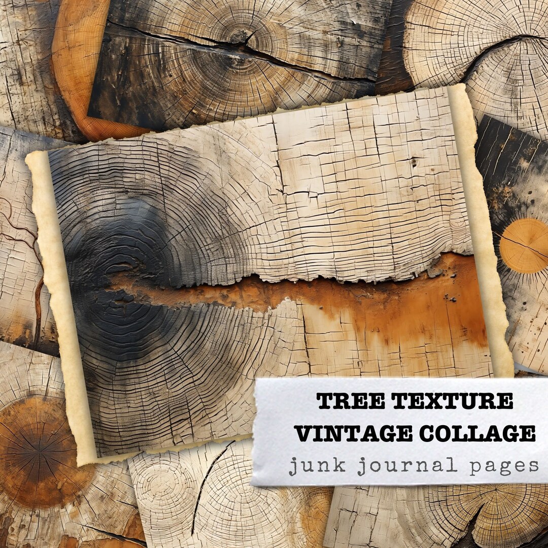 木の質感 ヴィンテージ コラージュシート ジャンクジャーナルキット
