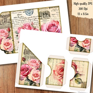 Roses Trifold Folio Junkjournal Kit Vintage DIY Mini Folio Junk Journal ...