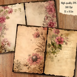 Pink Floral Watercolor Junk Journal Page Flower Journaling Paper ...