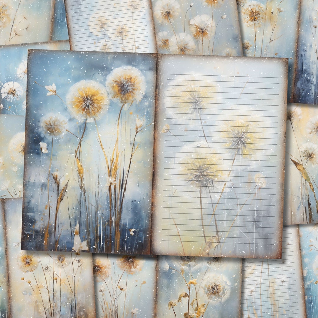 Dandelion Junk Journal Paper Flower Junkjournal Kit Printable Pages ...