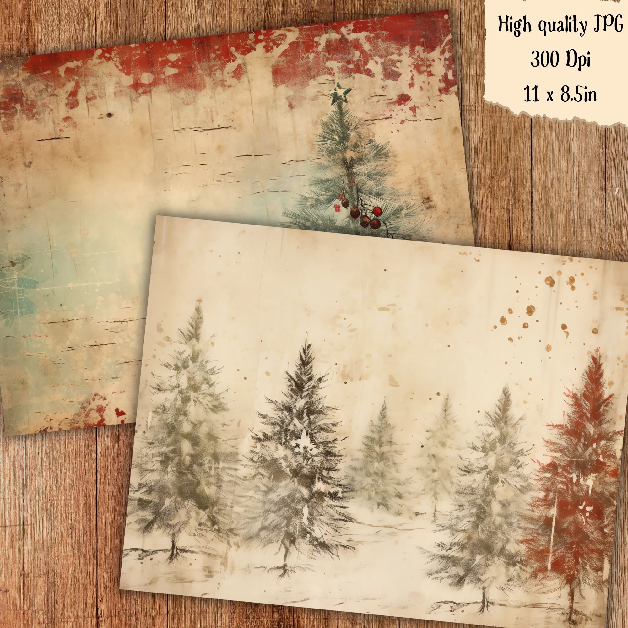 Vintage Christmas Junk Journal Kit Winter Forest Vintage Pages Digital ...