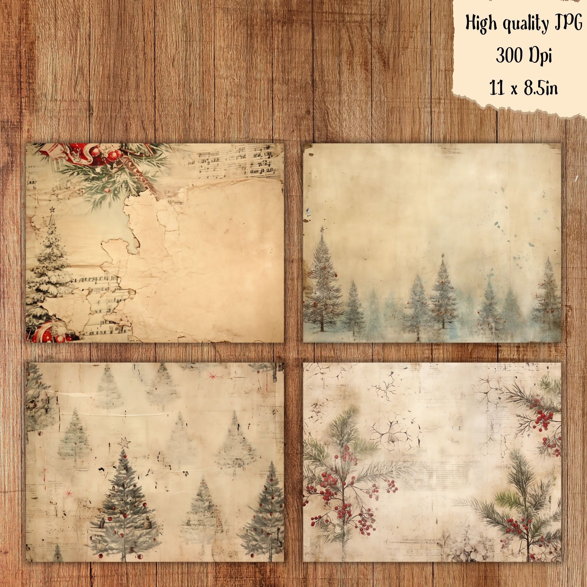 Vintage Christmas Junk Journal Kit Winter Forest Vintage Pages Digital ...