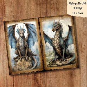 Sky Dragon Junk Journal Kit Paper Blue Dragon Scrapbook Paper ...