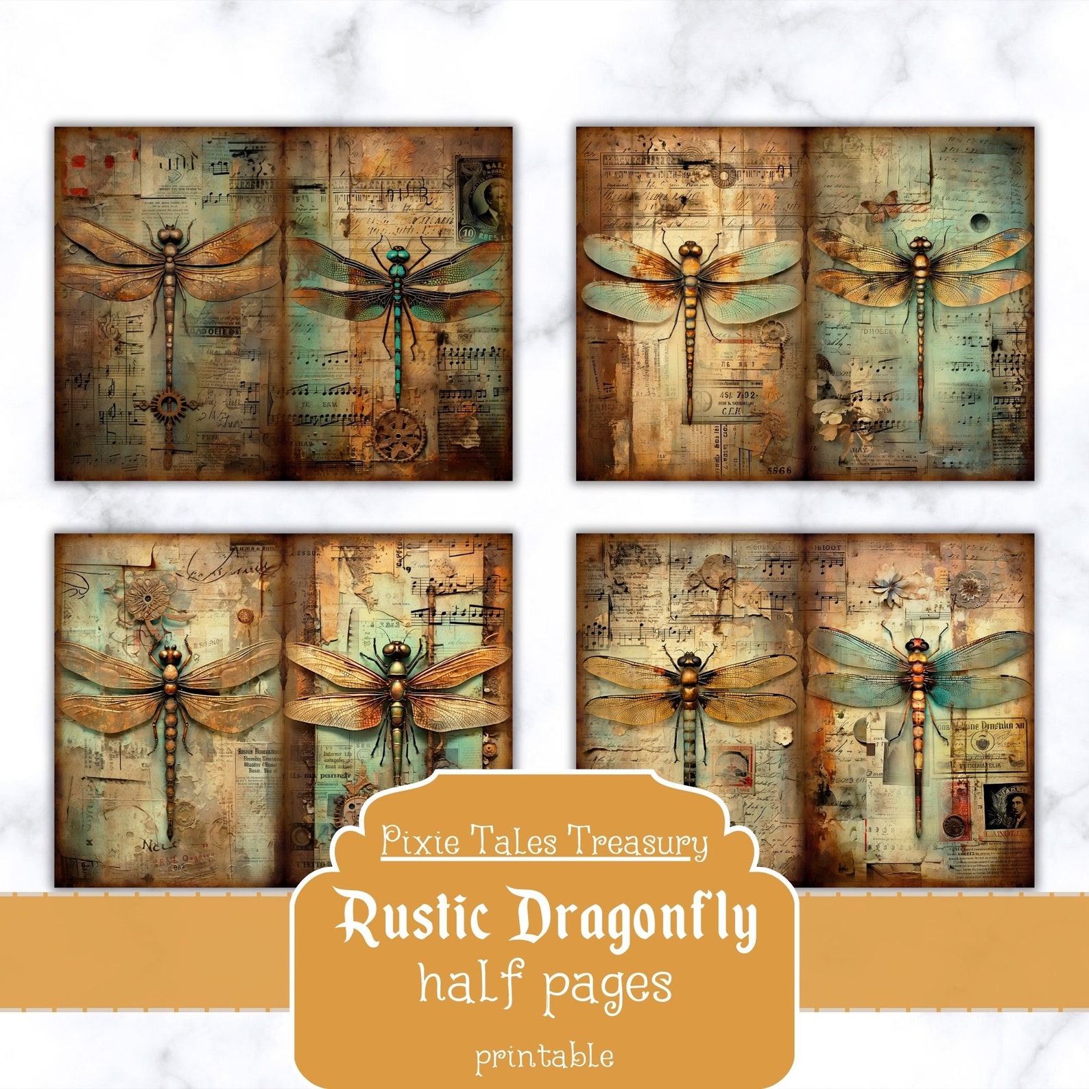 Dragonfly Vintage Junk Journal Kit Journal Half Papers Junk Journal ...
