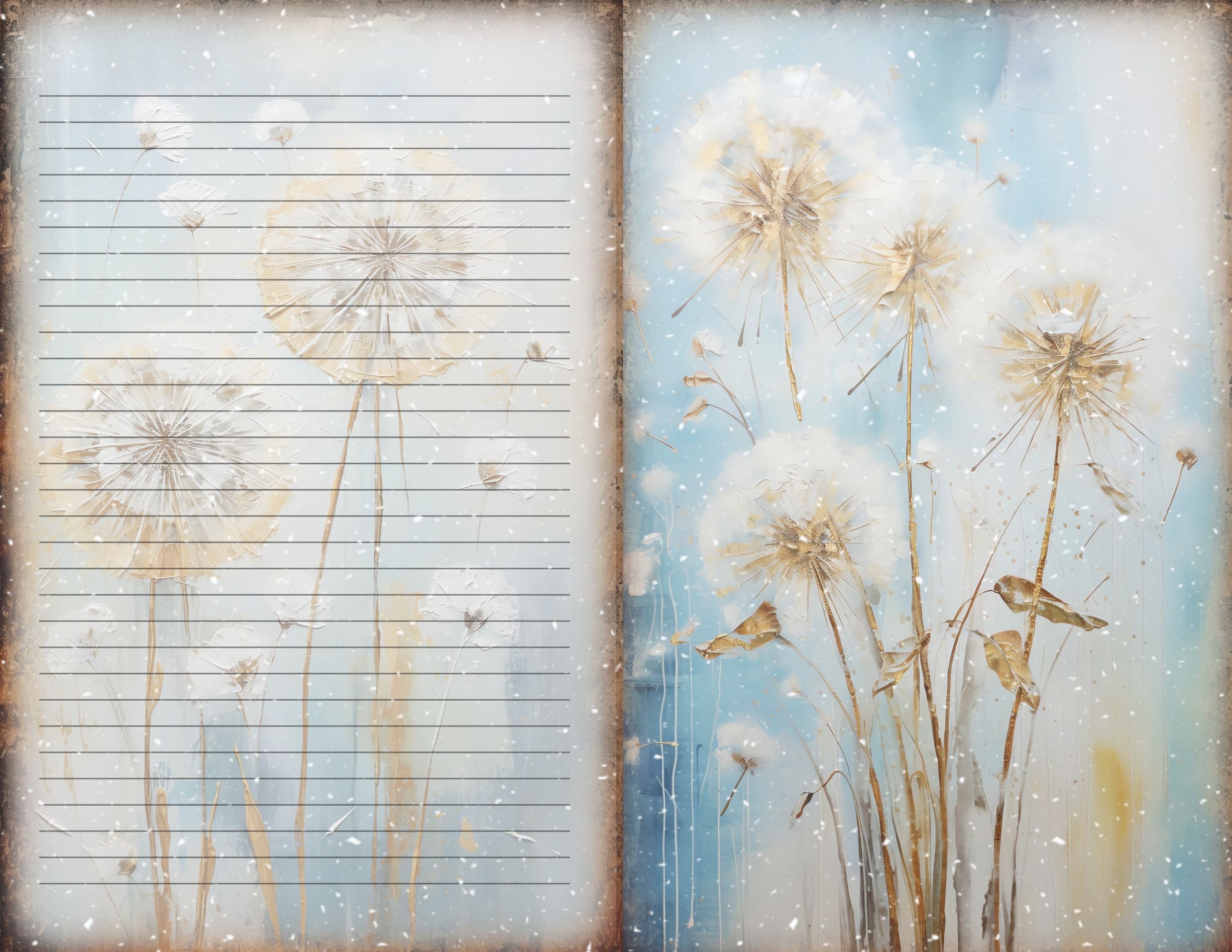 Dandelion Junk Journal Paper Flower Junkjournal Kit Printable Pages ...