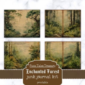 Enchanted Forest Junk Journal Kit Vintage Journal Papers Fantasy Junk ...
