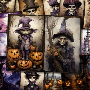 Witchy Halloween Junk Journal Pages Kit de journal indésirable d'Halloween fantastique Cartes imprimables de journal Kit de journal indésirable d'Halloween en téléchargement numérique
