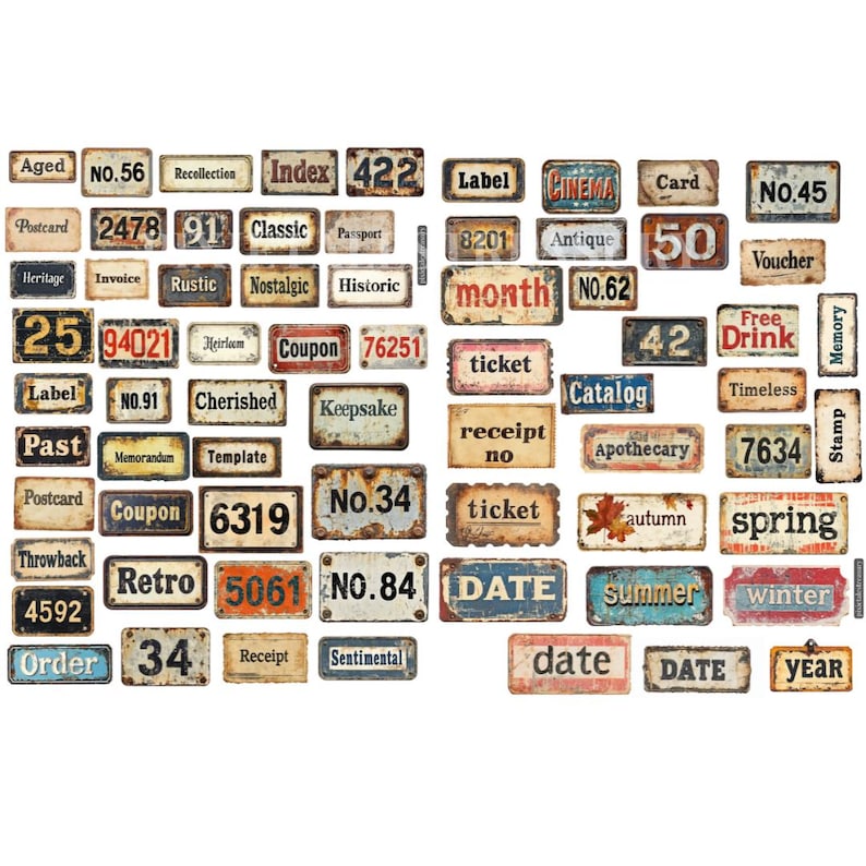Industrial Label Printables, Vintage Ephemera Design Kit, Junk Journal ...