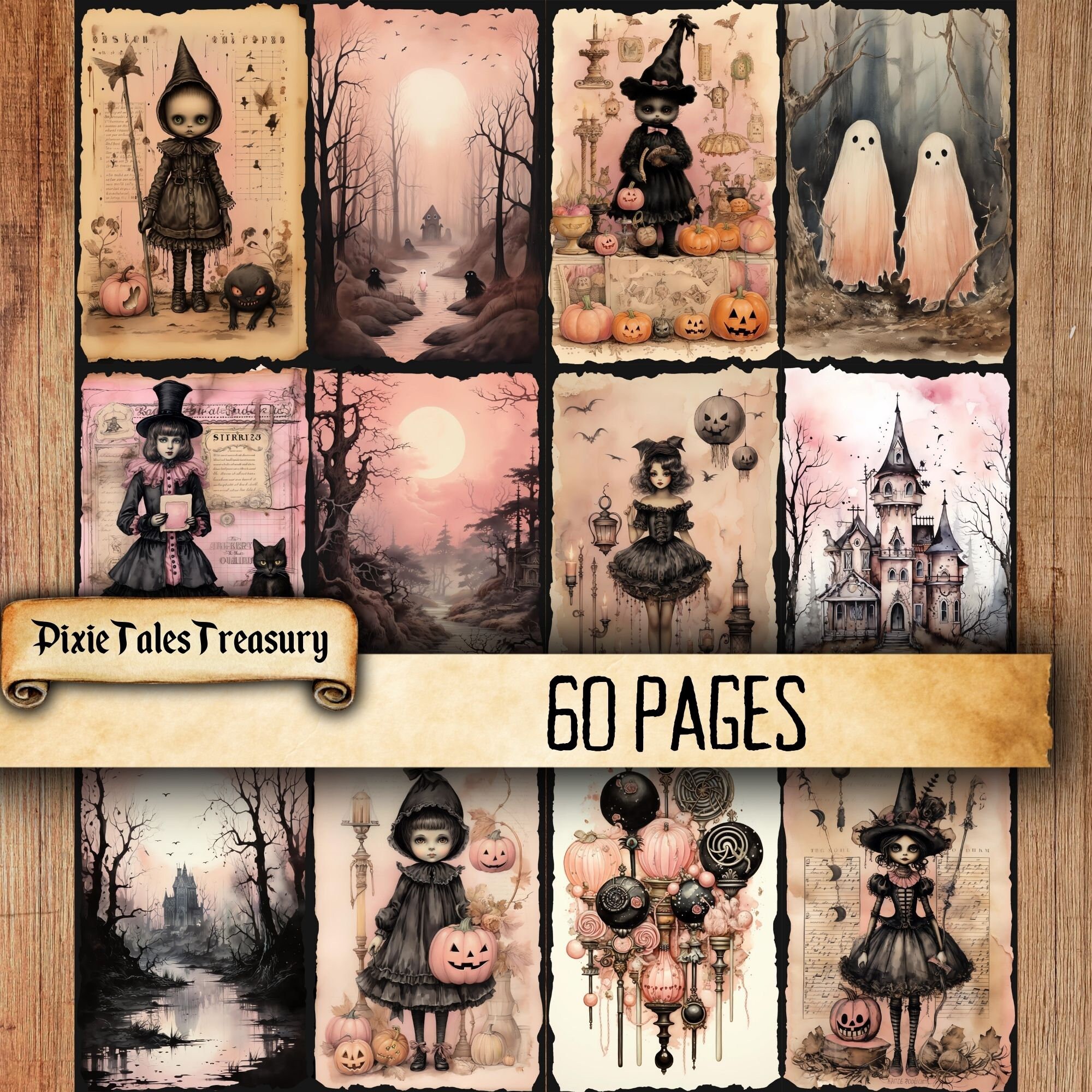 Vintage Halloween Junk Journal Pages Spooky Junk Journal Kit Printable ...