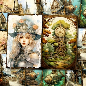 Steampunk Junk Journal Kit Victorian Junk Journal Steampunk Digi Kit Printable Steampunk Scrapbook Paper Craft Journaling Collage Sheet