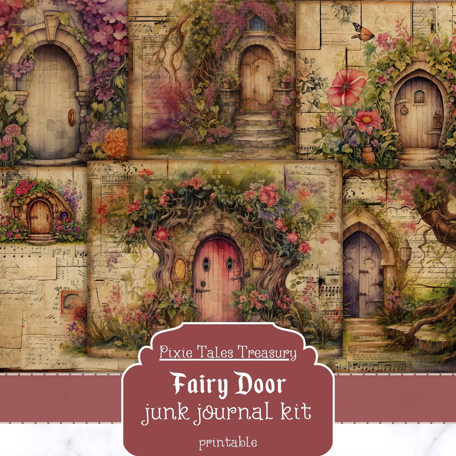Door Fairytale Junk Journal Kit Vintage Floral Journal Papers Junk ...