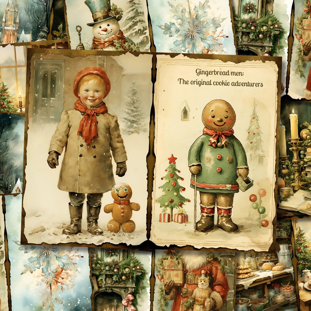 Christmas Junk Journal Kit Printable Vintage Winter Pages Card ...