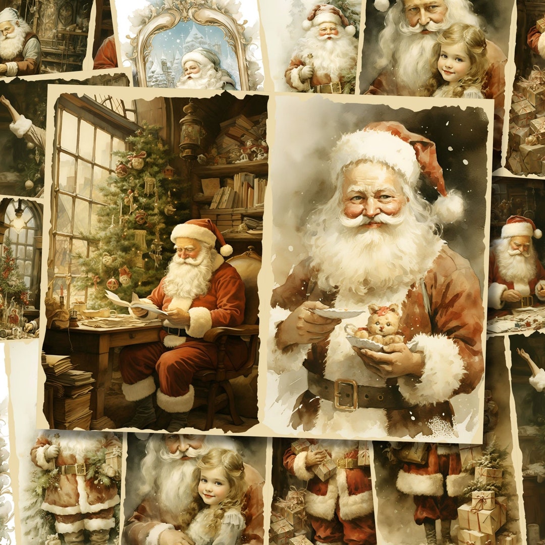 Santa Claus Christmas Junk Journal Kit Printable Winter Pages Card ...