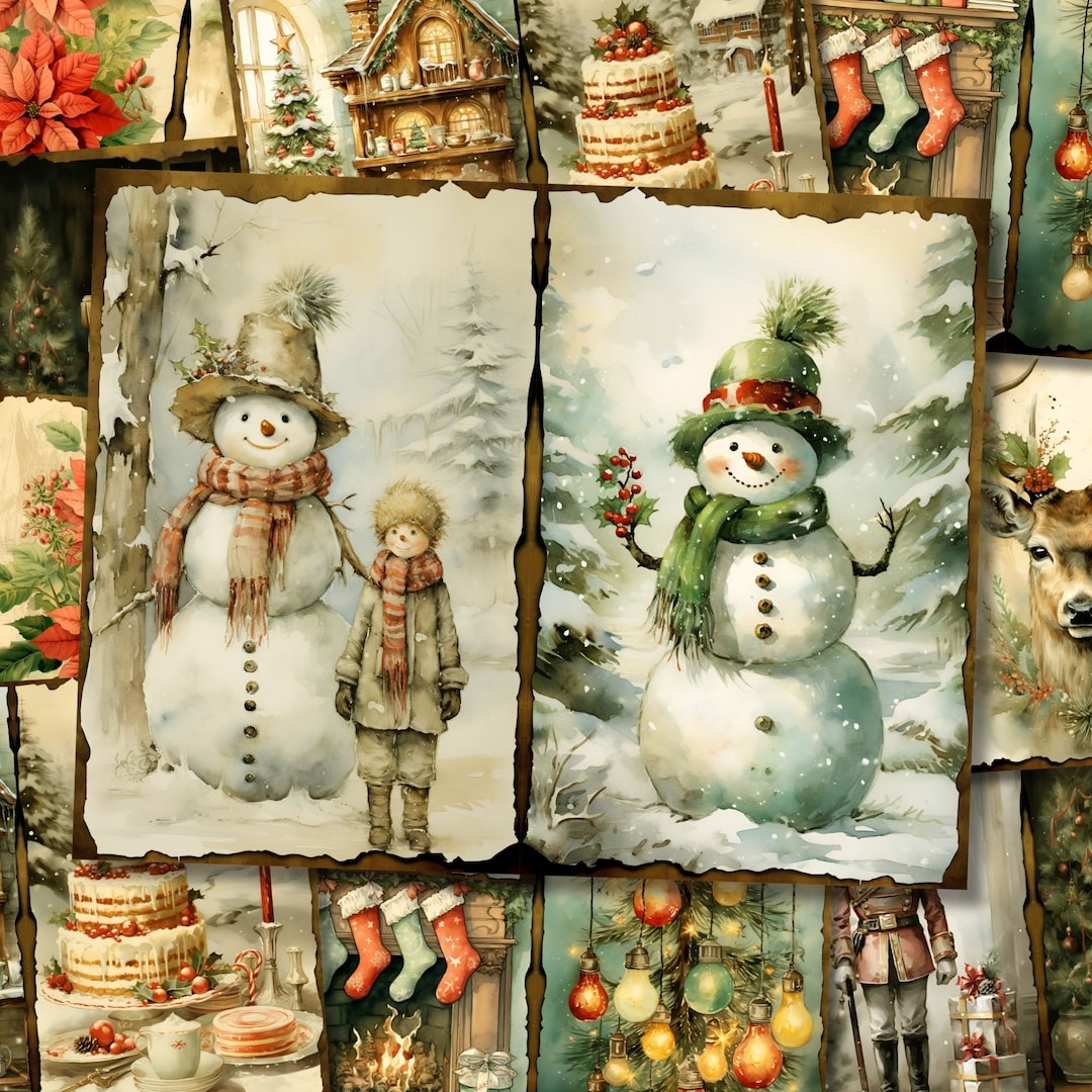 Christmas Junk Journal Kit Printable Vintage Winter Pages Card ...