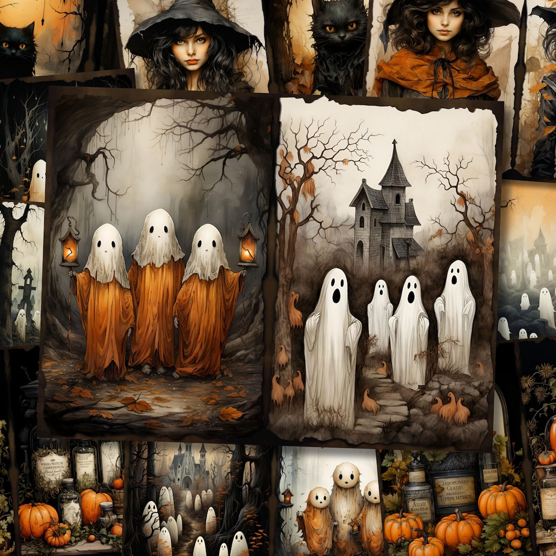 Spooky Ghost Halloween Junk Journal Pages Halloween Junk Journal Kit ...