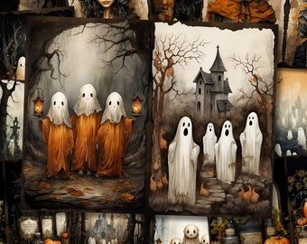 Spooky Ghost Halloween Junk Journal Pages Halloween Junk Journal Kit Printable Journal Cards Halloween Junkjournal Kit Digital Download
