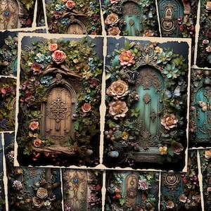Fairy Door Junk Journal Page Fantasy Forest Journaling Paper Junkjournal Digi Kit Supplies Printable Collage Scrapbooking Sheet Download