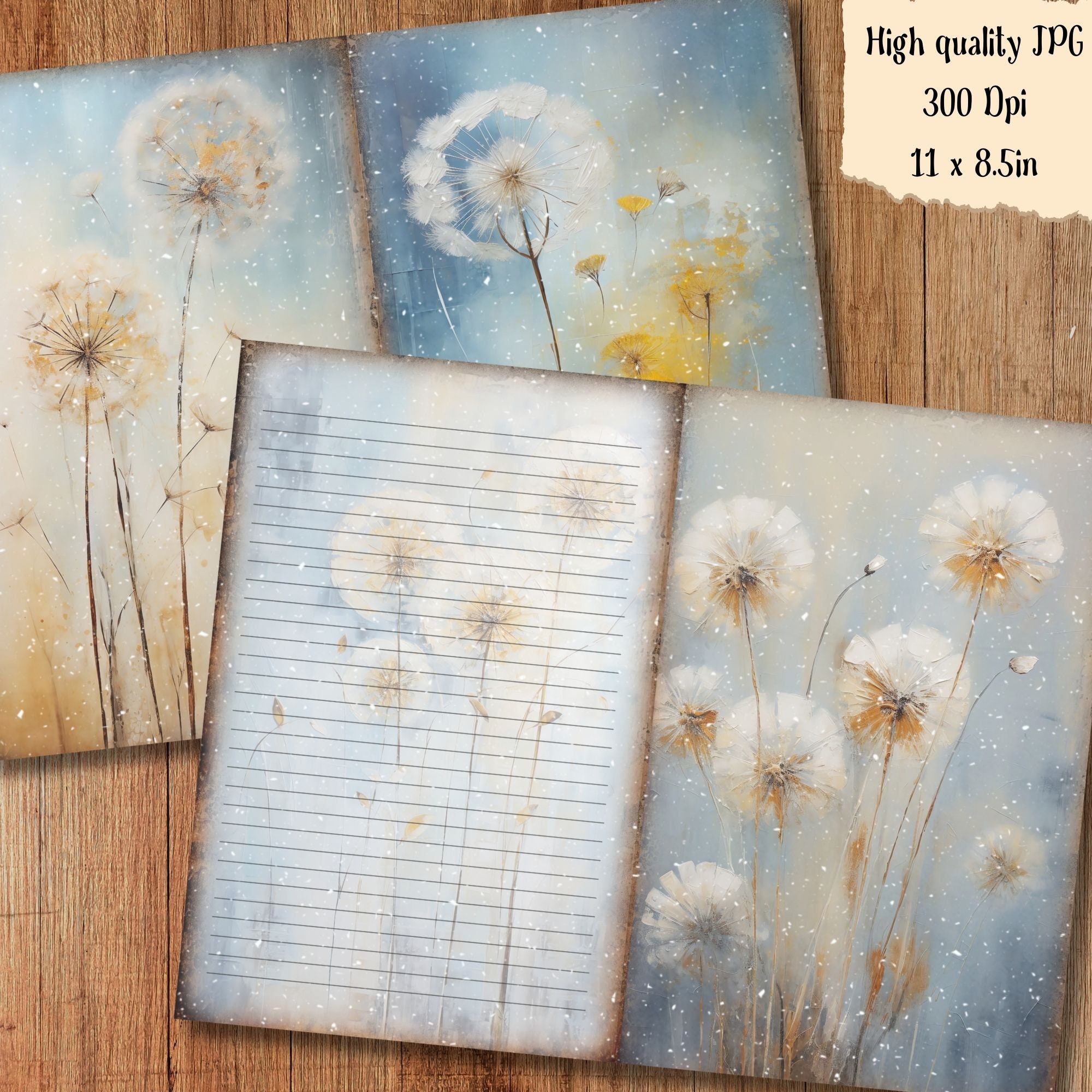 Dandelion Junk Journal Paper Flower Junkjournal Kit Printable Pages ...