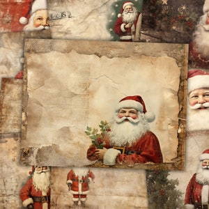 Christmas Santa Junk Journal Kit Shabby Christmas Journal Pages Vintage Background Printable Christmas Scrapbook Digital Paper Collage Kit