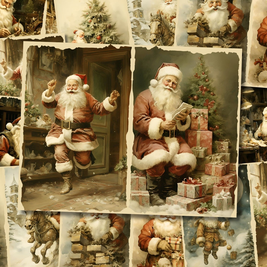 Santa Claus Christmas Junk Journal Kit Printable Winter Pages Card ...