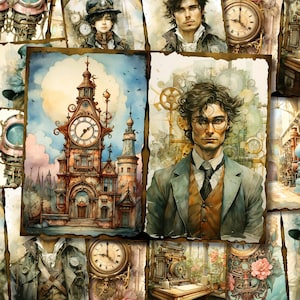 Steampunk Junk Journal Kit Victorian Junk Journal Steampunk Digi Kit Printable Steampunk Scrapbook Paper Craft Journaling Collage Sheet