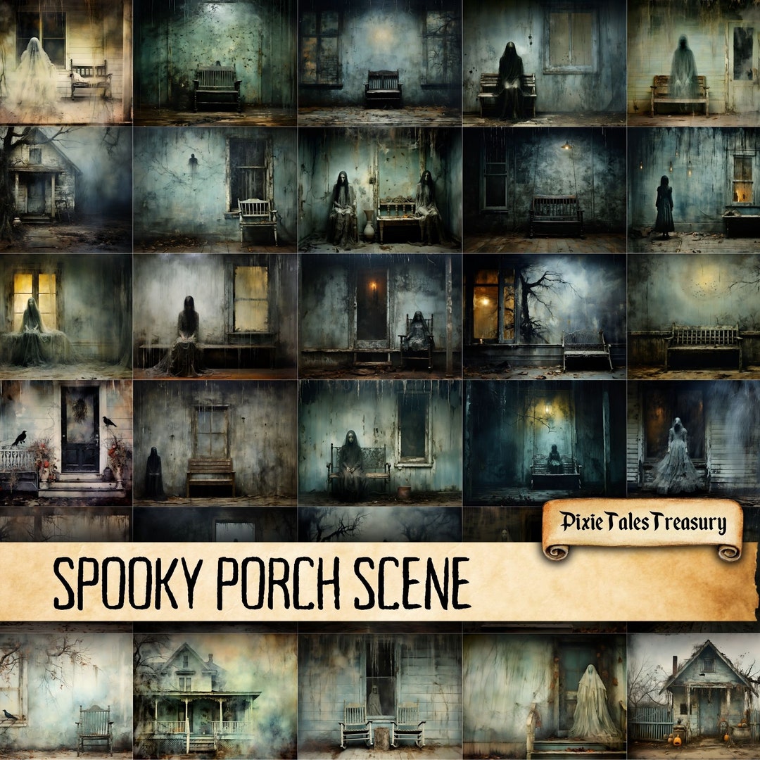 Spooky Creepy Porch Junk Journal Kit Halloween Haunted House Collage ...