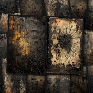 Raccapricciante ragnatela spazzatura diario pagine Dark Fantasy nero strega Junkjournal Kit Halloween Digi Kit Goth carta digitale Collage foglio stampabile