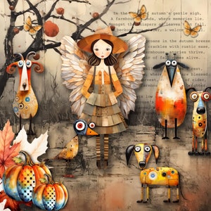 Fall Junk Journal Kit Autumn Mixed Media Art Western Farmhouse Barn Digi Kit Scrapbooking Paper Decoupage Pages Printable Digital Sheet