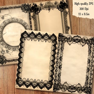 Vintage Black Lace Junk Journal Pages Goth Floral Journaling Paper ...