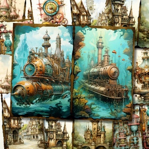 Steampunk Junk Journal Kit Viktorianischen Junk Journal Steampunk Digi Kit Druckbare Steampunk Sammelalbum Papier Handwerk Journaling Collage Sheet