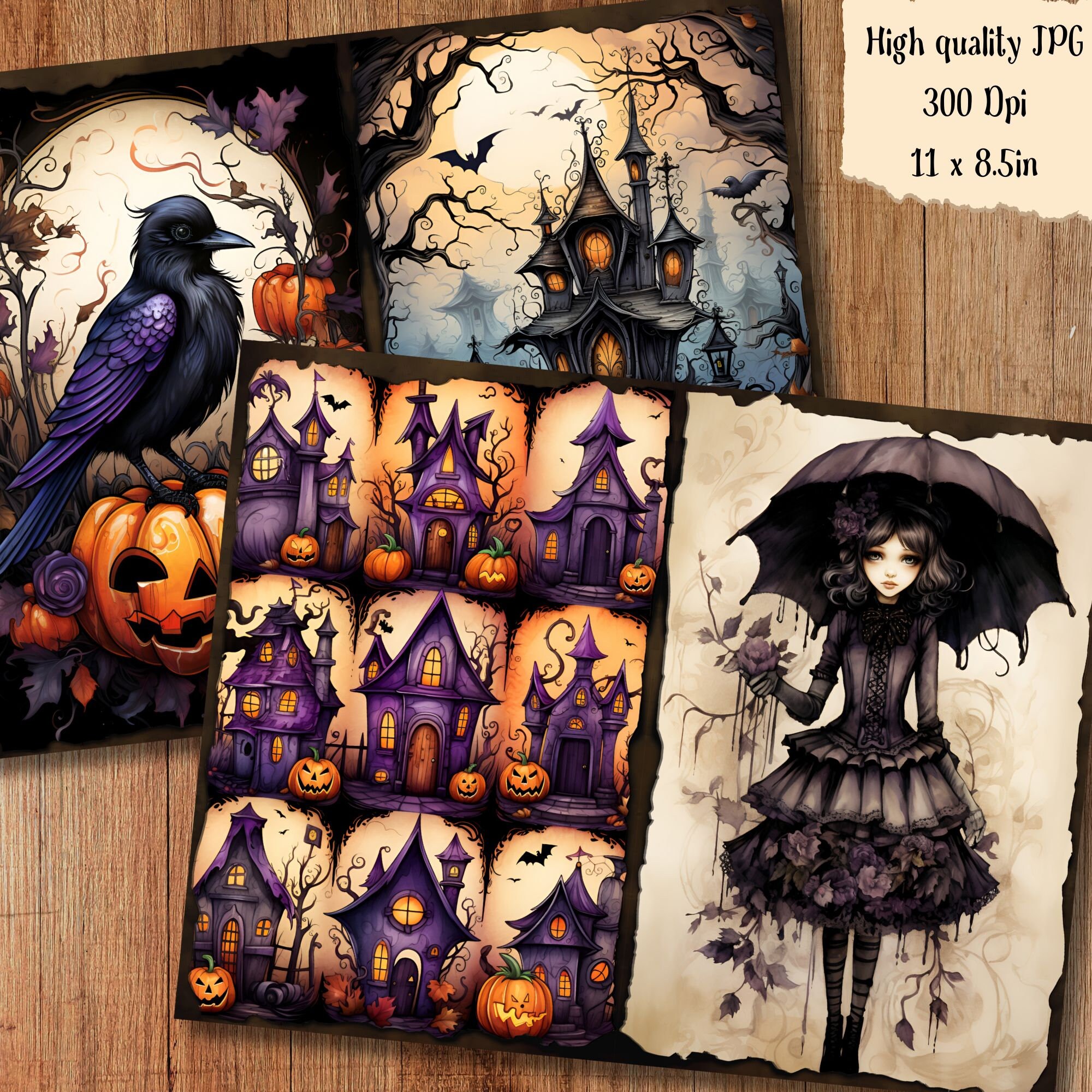 Vintage Halloween Junk Journal Pages Fantasy Halloween Junk Journal Kit ...