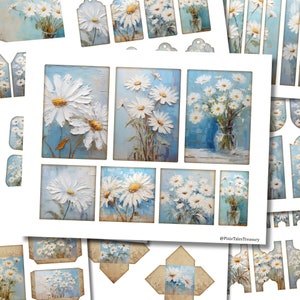 Flower Junk Journal Pages ADDON KIT Junkjournal Paper Floral Printable Daisy Daisies Mixed Media Art Journaling Paper Digi Kit Supplies