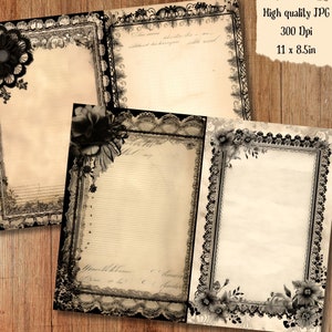 Vintage Black Lace Junk Journal Pages Goth Floral Journaling Paper ...