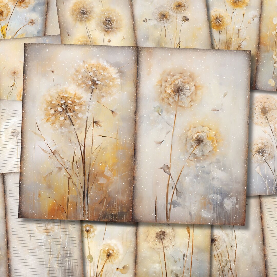 Flower Junk Journal Kit Printable Pages Dandelion Digital Downloaded ...