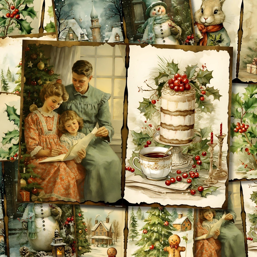 Christmas Junk Journal Kit Printable Vintage Winter Pages Card ...