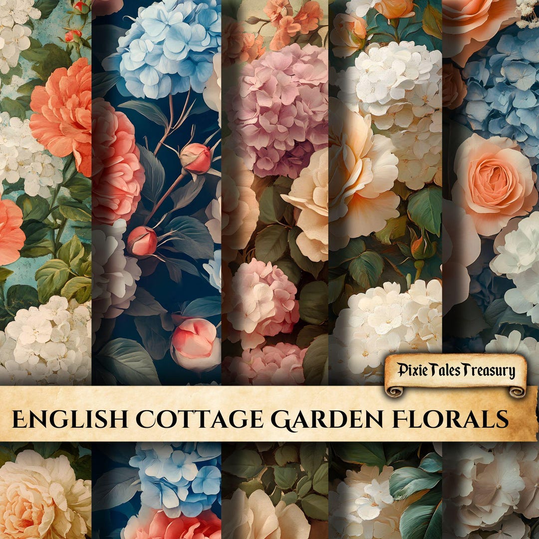 Cottage Garden Floral Paper, English Countryside Junk Journal Scrapbook ...