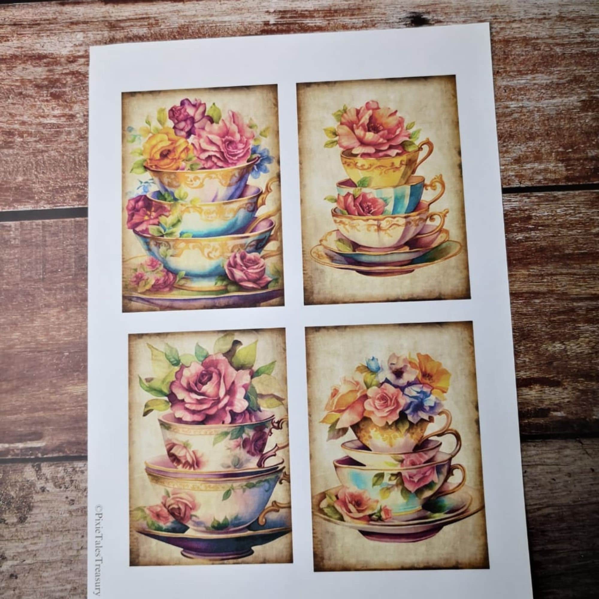 Tea Junk Journal Kit Teacups Scrapbooking Paper Tea Cup Vintage Collage ...
