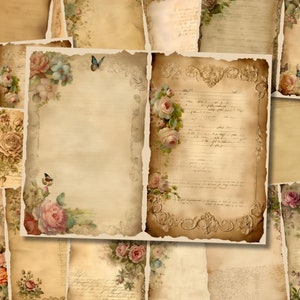 Shabby Floral Border Watercolor Junk Journal Page Flower Journaling ...
