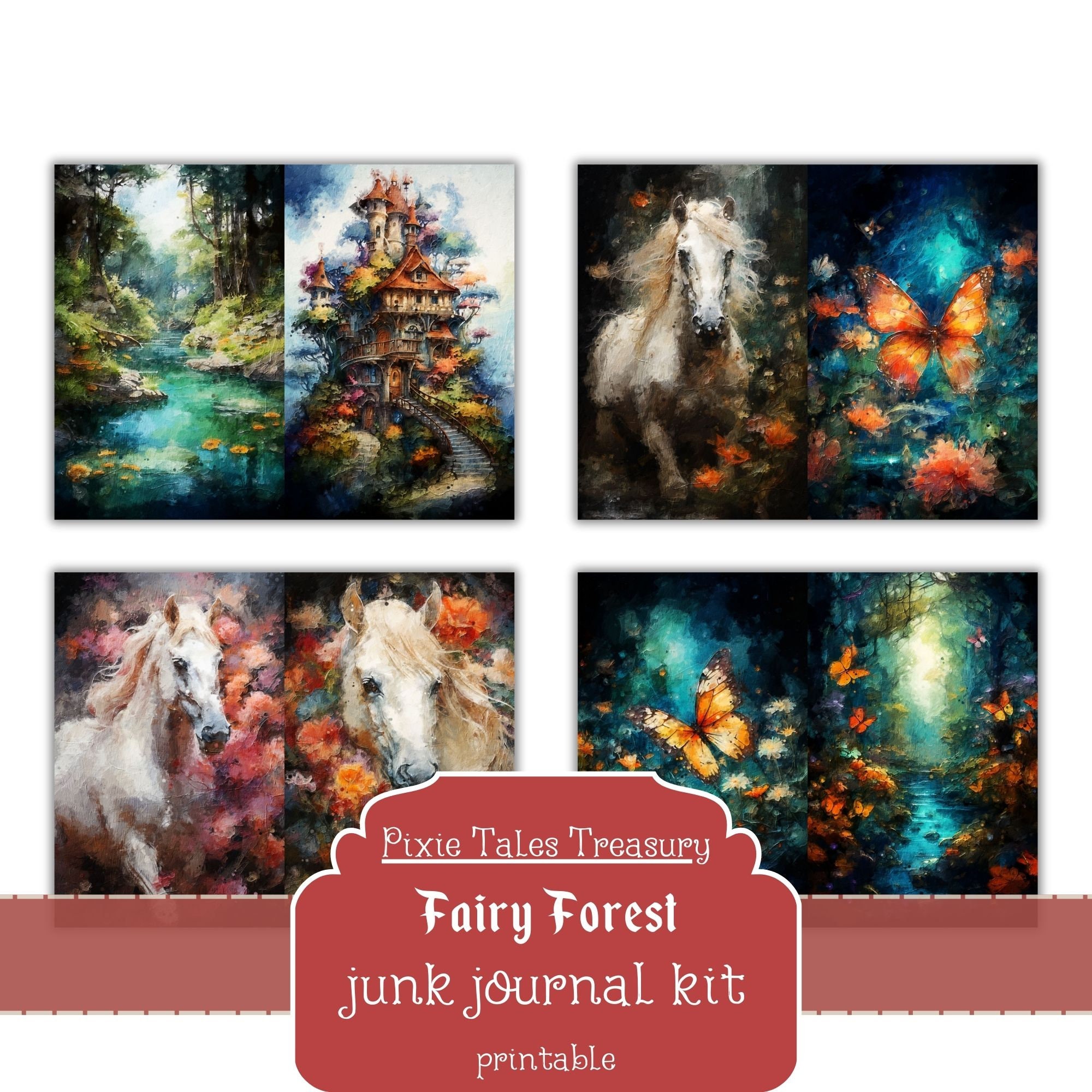 Dark Enchanted Forest Junk Journal Kit Textured Mixed Media Mushroom ...
