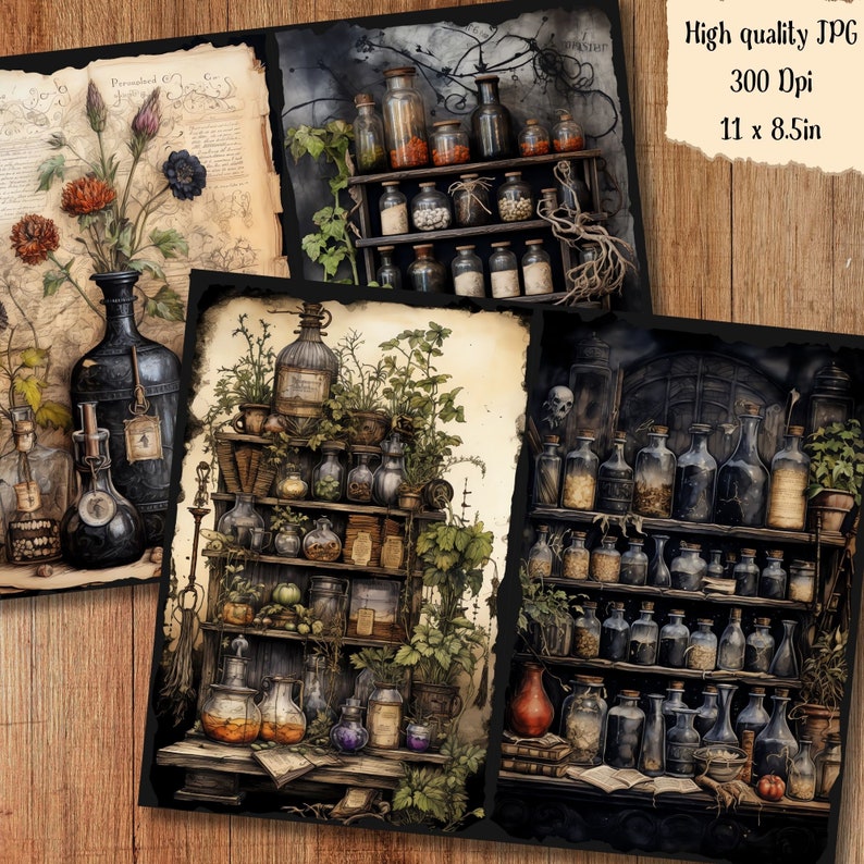 Mystic Apothecary Junk Journal Pages Dark Witch Magical Witch ...