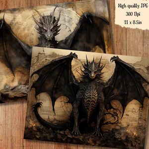 Black Dragon Sheet Paper Junk Journal Kit Dark Dragon Scrapbook Paper ...