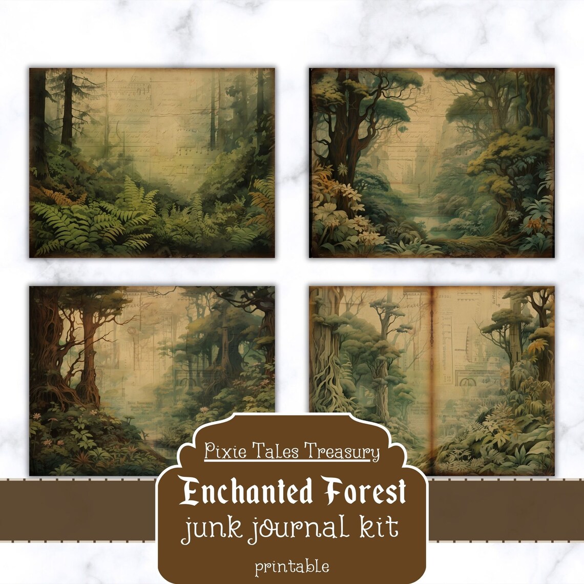 Enchanted Forest Junk Journal Kit Vintage Journal Papers Fantasy Junk ...