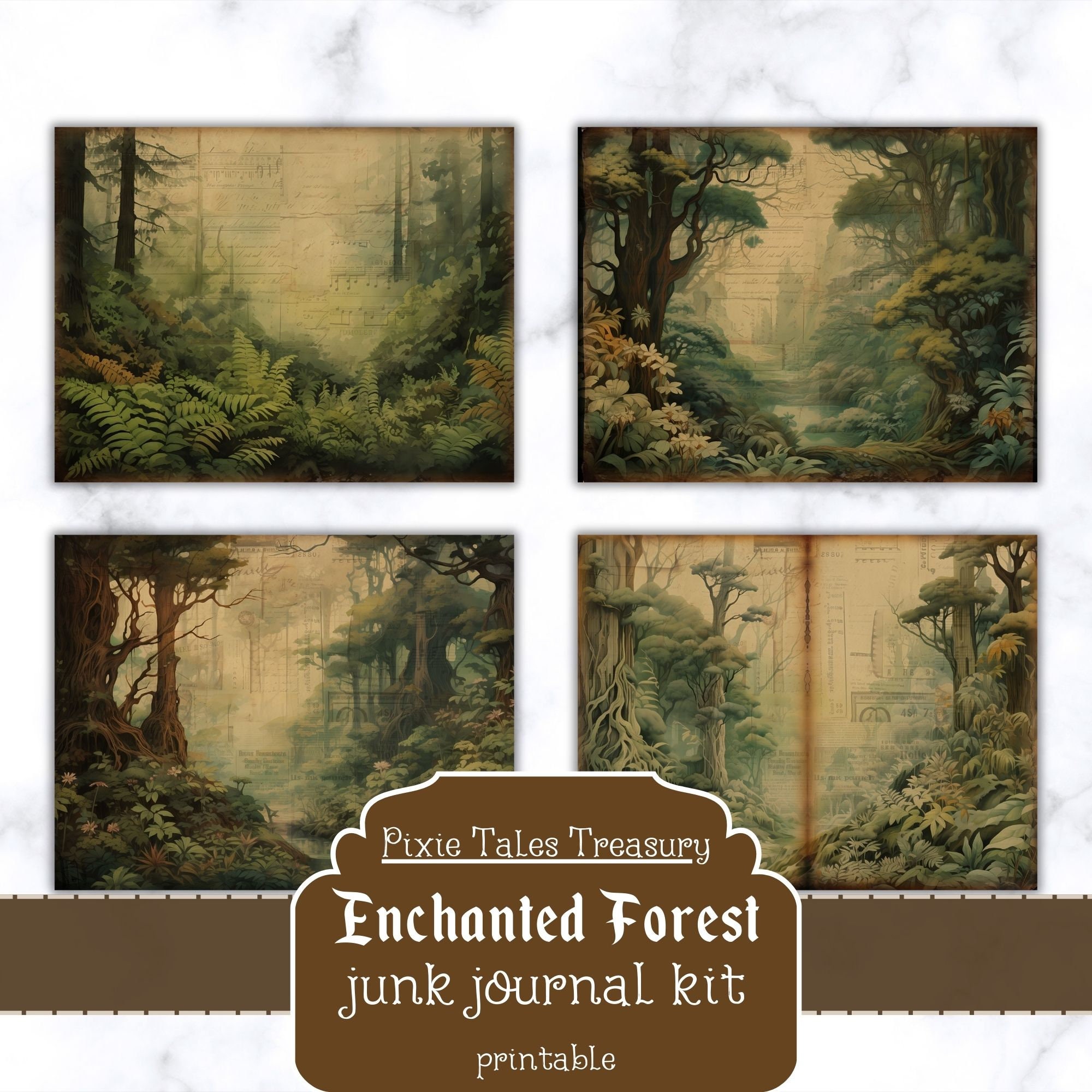 Enchanted Forest Junk Journal Kit Vintage Journal Papers Fantasy Junk ...
