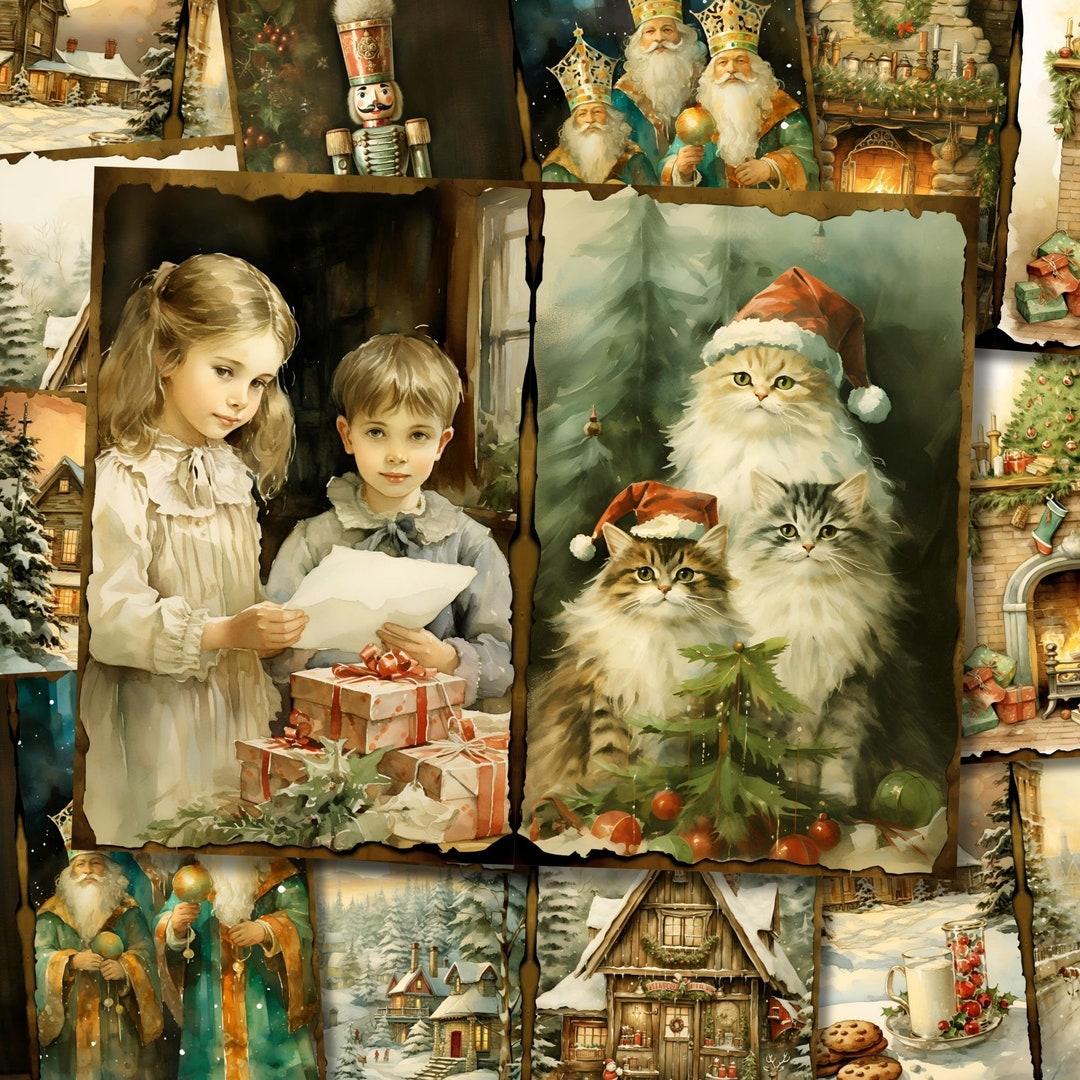 Christmas Junk Journal Kit Printable Vintage Winter Pages Card ...