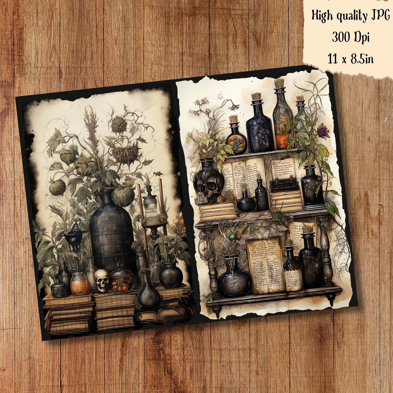 Mystic Apothecary Junk Journal Pages Dark Witch Magical Witch ...