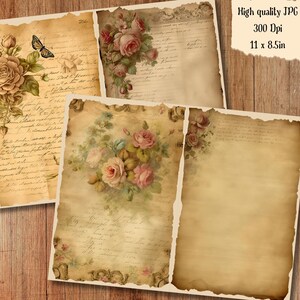 Shabby Floral Border Watercolor Junk Journal Page Flower Journaling ...