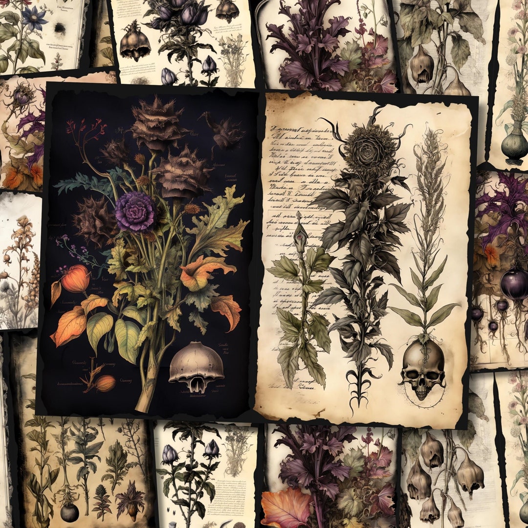 Mystic Herbs Junk Journal Pages Dark Witch Magical Apothecary ...
