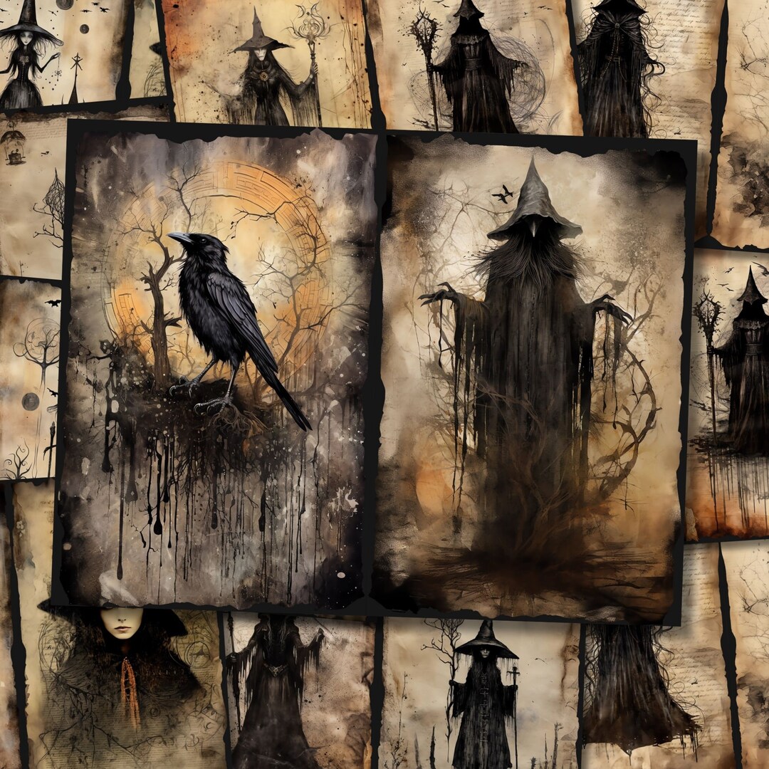 Creepy Witch Junk Journal Pages Dark Magical Spell Fantasy Junkjournal ...
